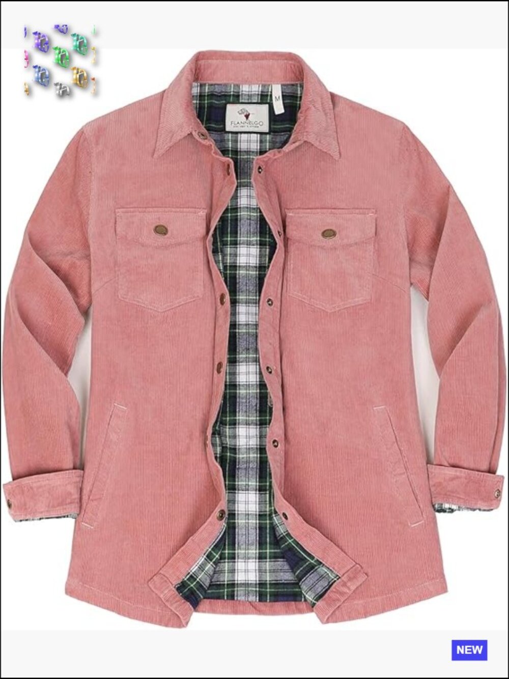 Corduroy Shirt Jacket with Flannel Lining Snap Front Fall Winter Shacket Coat